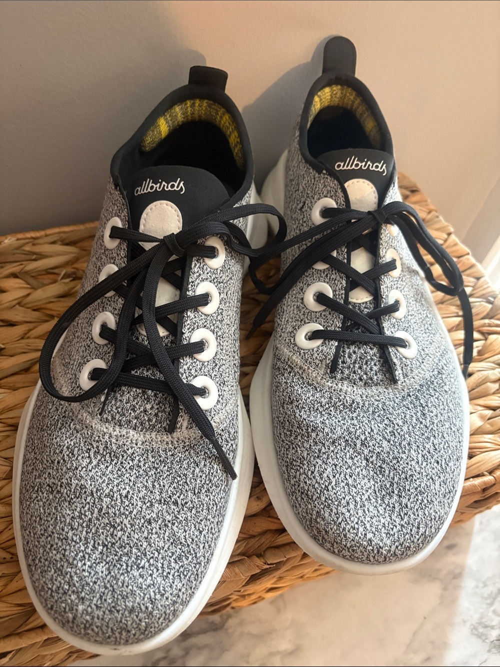 allbirds Men's Heather Gray Knit Sneakers with Black Accents